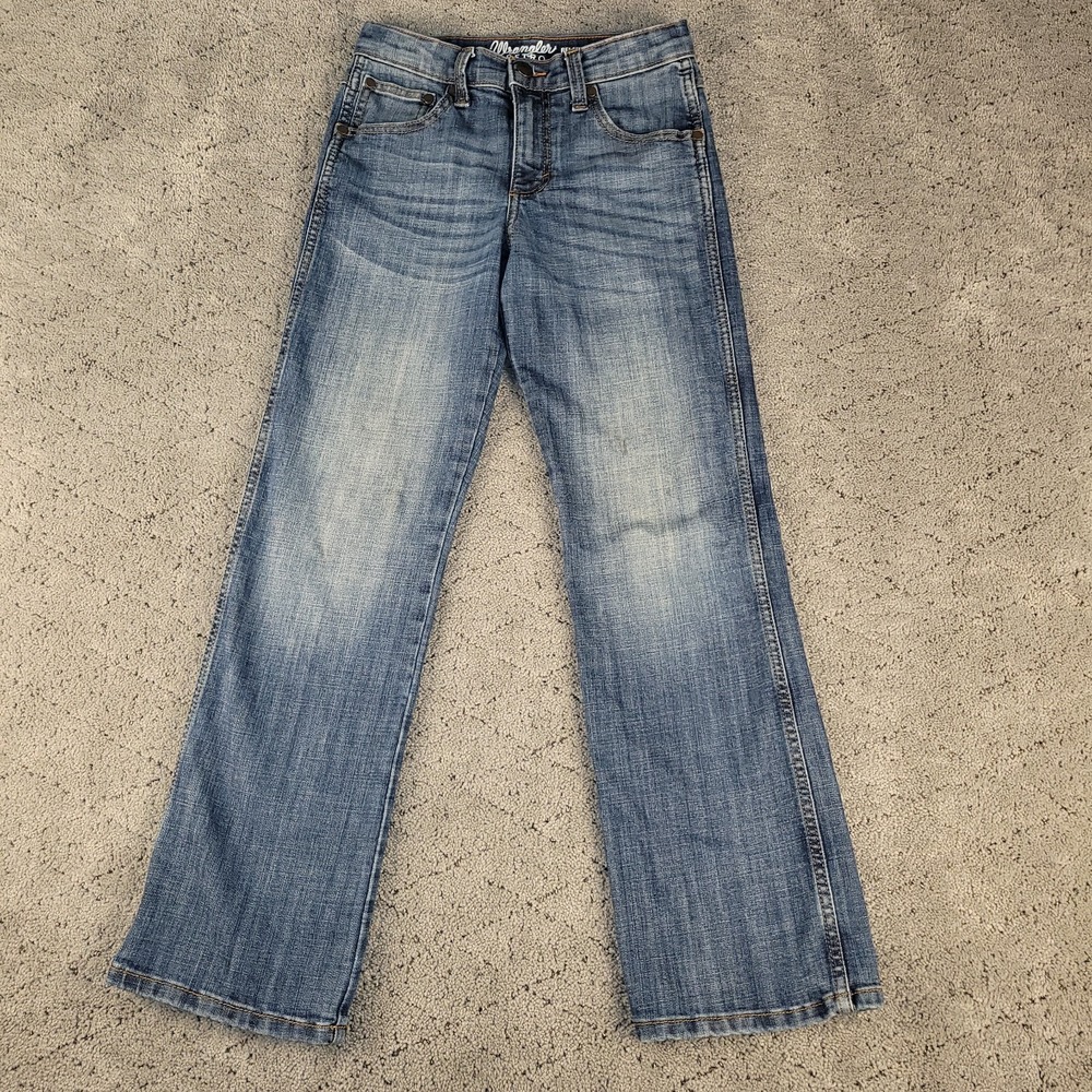 Wrangler Retro Jeans Boys 12 Blue Relaxed Boot Adjustable Waist Stretch Bootcut